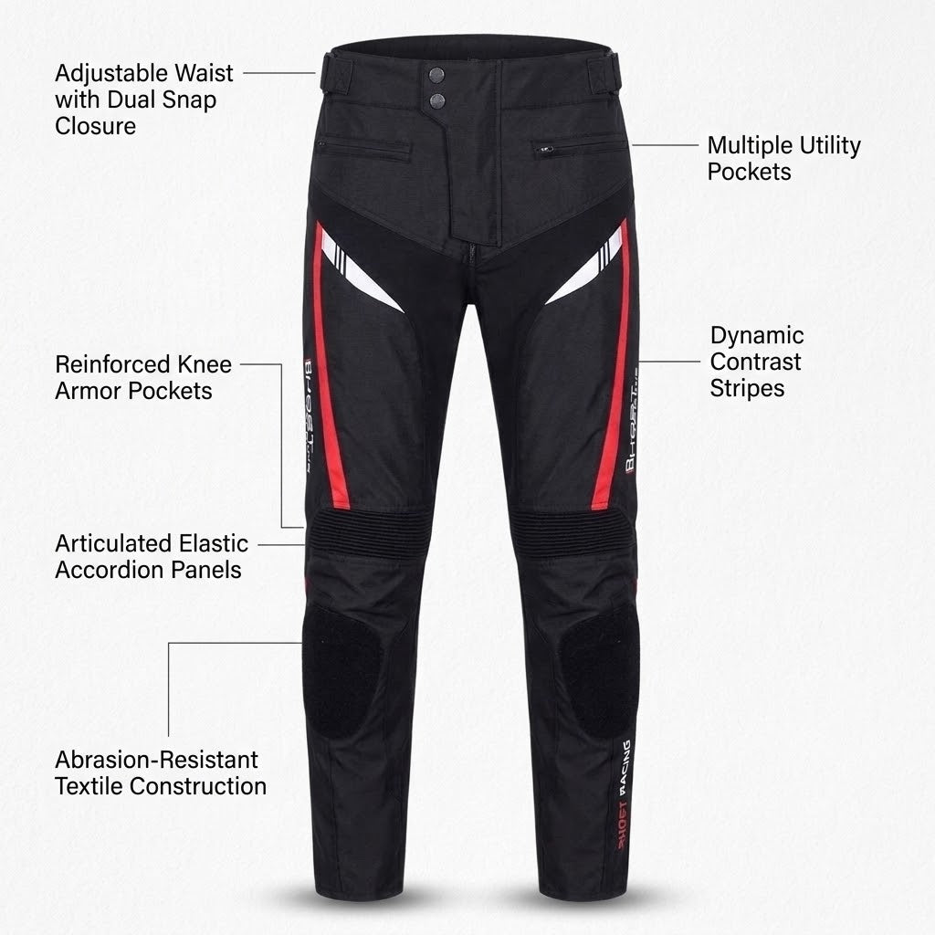 Herobiker Mesh Motorcycle Racing Pant – Black/Red/White